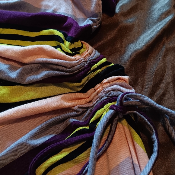 TORRID Mini Jersey Multi Striped Tee Shirt Dress Sz00 Bodycon Rayon-Spandex - Picture 6 of 14